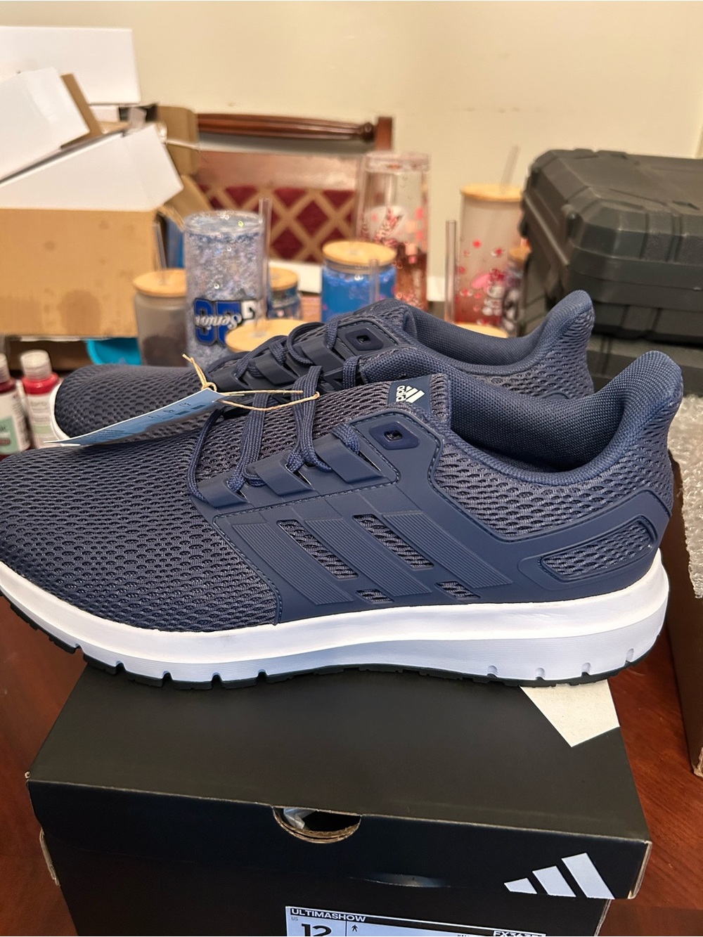 adidas Men's Navy Mesh Athletic Sneakers